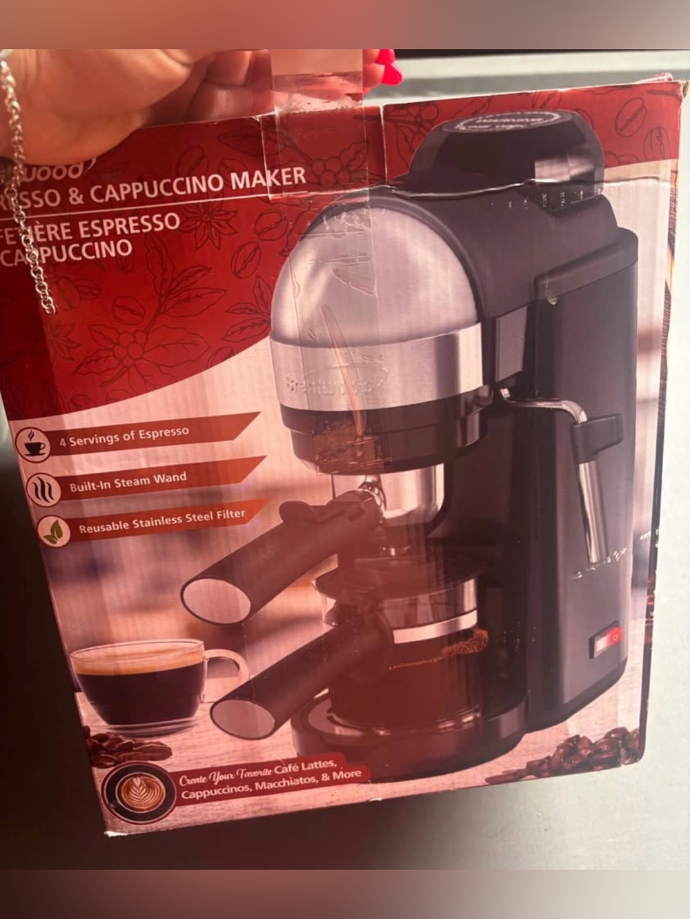 Brentwood Stainless Steel & Black Espresso Cappuccino Maker - Black - Picture 6 of 6